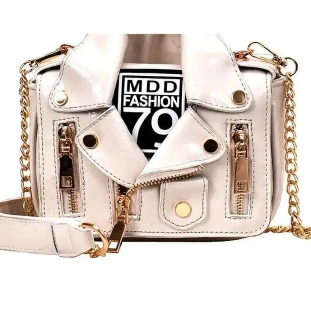 Mini Sized Jacket Shaped Handbag In White